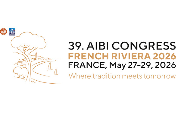 Le logo du 39e Congrès de l'AIBI sur fond blanc avec un dessin doré